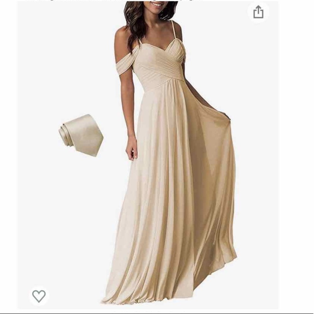 Champagne Bridesmaid Dress -Off The Shoulder